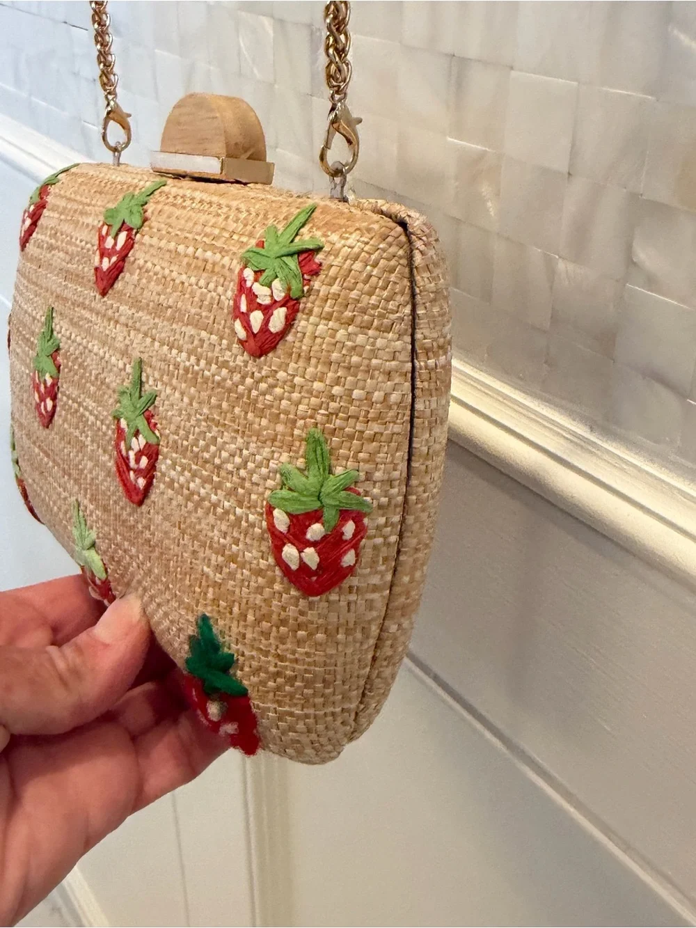 New Urban Expressions pebbles evening bag clutch crossbody bag chain strawberry